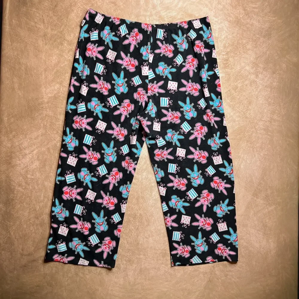 Vintage Y2K Happy Bunny Fleece Pajama Pants Jim Benton Just Jimmy Indie McBling